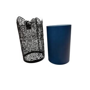 NWB Pink Zebra Set Wax Warmer Set (Warmer Base, Henna Shade, Indigo Blue Shade